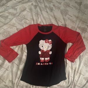 Hello Kitty Black Shirt with Red Raglan Sleeves